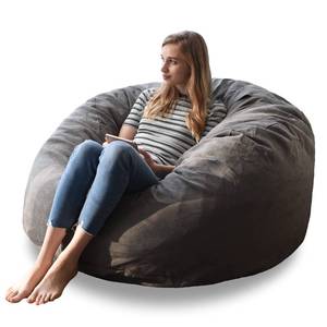lot 10087 image: YuppieLife Big Durable Bean Bag Chairs Cover for Adults(Just Cover,No Filler) 4Ft Machine Washable Large Size Sofa Cover (Dark Grey)