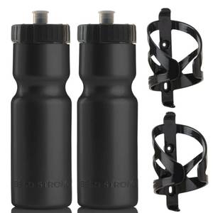 lot 10090 image: Bike Water Bottle Holder & Bottle Combo �� 2-Pack 22 oz Sports Squeeze Bottles with Pull Top Cap & Easy-Install Bike Cage �� Made in USA �� 50 Strong Brand