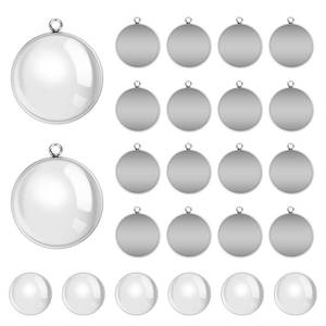 lot 10099 image: 80Pcs Bezel Pendant Trays Blanks 25mm, Winspeed 40Pcs Silver Stainless Steel Bezel Trays and 40Pcs Clear Glass Cabochon Pendants for Jewelry Making, DIY Blank Pendant Trays Kit for Crafts