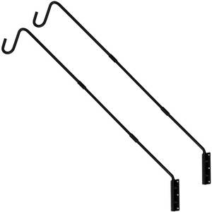 lot 10115 image: Juegoal 2 Pack Heavy Duty Deck Hook, 25 Inch to 36 Inch Wall Mounted Extended Reach Deck Hook Wall Pole Plant Bracket for Hanging Bird Feeder, Plants, Suet Baskets, Lanterns, Wind Chimes