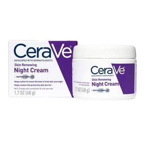 lot 10119 image: CeraVe Skin Renewing Night Cream, Niacinamide, Peptide Complex, and Hyaluronic Acid Moisturizer for Face, 1.7 Ounce, Packaging may Vary