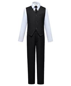 lot 10129 image: Toddler Suit for Boys 14 Formal Wear Black Dress Vest and Pants Set for Wedding