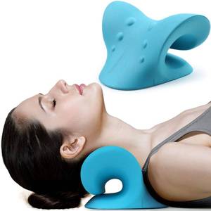 lot 10144 image: RESTCLOUD Neck and Shoulder Relaxer, Cervical Traction Device for TMJ Pain Relief and Cervical Spine Alignment, Chiropractic Pillow Neck Stretcher (Blue)