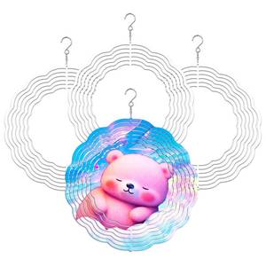 lot 10145 image: 4Pack10inch Sublimation Wind Spinner Blanks, 3D Aluminum Double Sided Sublimation Wind Powered Kinetic Sculpture for Yard and Garden Art(Round)