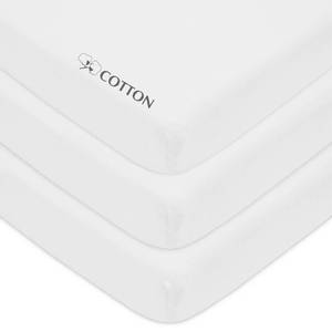 lot 10485 image: American Baby Company 3 Pack 100% Natural Cotton Fitted Mini Crib Sheets 38 x 24 - Soft & Breathable Small Nesting Portable Sheets, Fits Pack N Play Mattresses, White, for Boys & Girls