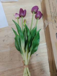 lot 10489 image: Artificial Purple Tulip Bouquet
