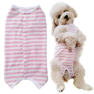 lot 10492 image: Dog��s Recovery Suit Post Surgery Shirt for Puppy, Wound Protective Clothes for Little Animals(Pink White Stripe-m)
