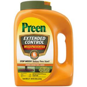 lot 11714 image: Preen Extended Control Weed Preventer - 4.93 lb. Bottle - Covers 805 sq. ft.