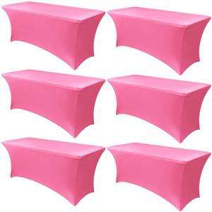 lot 11716 image: Obstal 6 Pack Stretch Spandex Table Covers for 6 Foot Tables - 6 FT Universal Rectangular Fitted Tablecloth Protector for Wedding, Banquet, Party, 72 Length x 30 Width x 30 Height Inches, Dark Pink