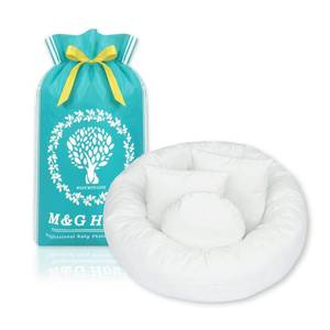 lot 11718 image: 4PC Newborn Photo Props Baby Photography Basket Pictures Infant Posing Props, 1 Photo Donut, 3 Posing Pillows(Fits 0-3 Month)