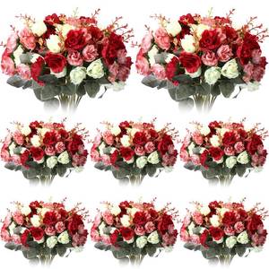 lot 11734 image: Geosar Artificial Flowers Artificial Rose Bouquet Fake Flowers Bundles 21 Heads Faux Floral Bouquet Leaf with Stem DIY Fake Rose for Home Bridal Wedding Centerpieces Decor(Mixed Colors,8 Pcs)
