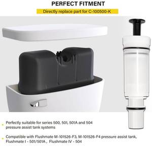 lot 12226 image: Replacement For C-100500-K Flushmate Cartridge Toilet Piston Cartridge Parts for Compatible with 500, 501, 501A and 504 Series Flushmate Tank System