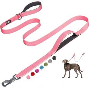 lot 12231 image: Fida 6 FT Heavy Duty Dog Leash with 2 Comfortable Padded Handles, Traffic Handle & Advanced Easy Snap Hook, Reflective Walking Lead for Large, Medium & Small Breed, Pink