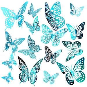 lot 12233 image: Turquoise Blue 3D Butterfly Wall Stickers 48 Pcs 4 Styles 3 Sizes, Removable Interior Kids Nursery Wedding Decor Butterflies Decoration Cake,Birthday Party Decorations (Turquoise Blue)