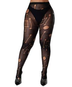 lot 12245 image: XIUSEMY Women Sexy Tights Fishnet Stockings Patterned Tights Thigh-High Black Socks Lace Leggings Pantyhose(QG,M)