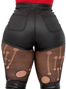 lot 12247 image: Womens High Waist Faux Leather Shorts Sexy PU Leather Matt Shorts X-Large Matte-Black