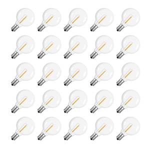 lot 12292 image: Meconard G40 Led Replacement Light Bulbs, E12 Screw Base Shatterproof Globe Bulbs for Outdoor String Lights, 1Watt Equvalent to 5 Watt Incandescent Bulbs,Warm White, 25Pack