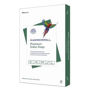lot 15504 image: Hammermill Printer Paper, Premium Color 28 lb Copy Paper, 11 x 17 - 100 Bright, Made in the USA, 102541R - 1 Ream (500 Sheets)