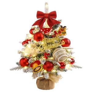 lot 15514 image: Mini Christmas Tree,22 Inches Artificial Tabletop Christmas Tree with 50 Lights(8 Modes),Snow Flocked Small Christmas Tree with DIY Ornaments Balls Bowknot for Christmas Decor Home Indoor