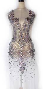 lot 1009 image: Labellezalay Full Front and Back Bodice Rhinestone Applique Patch,New Large Size 33.4  15.7 Decorate Appliques, Gold Silver Rose Gold Shine DIY Dress Applique Patch by Piece (AB Color) - Retail $115.9