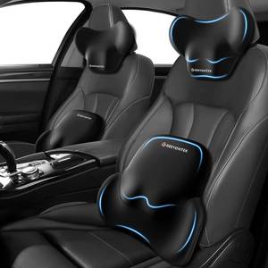 lot 1030 image: GEEYONTEK Car Seat Lumbar Support Pillow & Neck Pillow Back Sciatica Tailbone Pain Relief Car Pillow Ergonomic Memory Foam Back Support for Driving Seat, Office Chair, Wheelchair-2pcs, Black