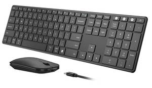 lot 1038 image: seenda Wireless Bluetooth Keyboard and Mouse Combo (USB  Dual BT), SKM64-3 Multi-Device Rechargeable Slim Keyboard and Mouse, Compatible for Win 7810, MacBook ProAir, iPad, Tablet - Black