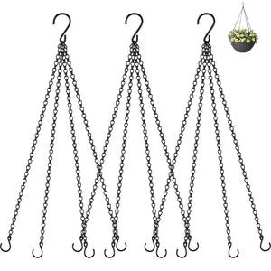 lot 1048 image: 3 Pack, 23 Inch Hanging Baskets Chain, Hanging Chains with Hooks Flower Pot Chain Replacement Plant Hangers for Planters, Bird Feeders and Lanterns(Black)