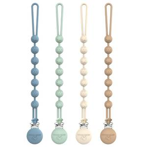 lot 1054 image: Cuddle Campus Silicone Pacifier Clip Holder with One Piece Design, Pack of 4 Soft Flexible Binky Clips with Texture for Baby Boy and Girl Set 1(6M)