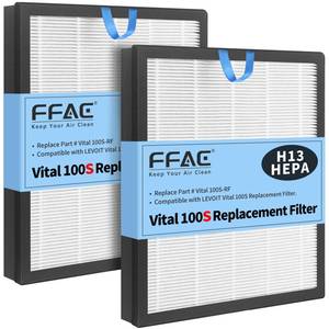 lot 1087 image: FFAC Vital 100S Filter Compatible with LEVOIT Air Purifier Vital 100S, 3-Stage Filtration System of H13 True HEPA Filter and Activated Carbon Filter 1 Pack