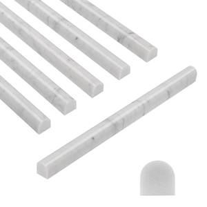 lot 1098 image: Adolif Carrara White Marble Pencil Trim Liner, 34X12 Bullnose Tile Edge Trim for Kitchen and Shower Wall, Polished, 15 Pcs