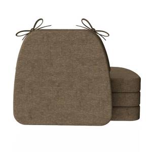 lot 1102 image: AAAAAcessories D-Shaped Chair Cushions, 2 Thick Dining Chair Pads with Ties and Removable, Machine-Washable Cover, 17 x 16, Set of 2, Taupe