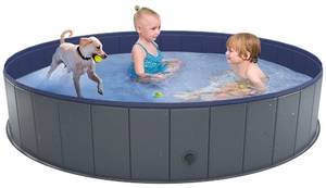 lot 1118 image: Niubya Foldable Dog Swimming Pool, Collapsible Hard Plastic, Portable Bath Tub for Pets Dogs and Cats, Pet Wading Pool for Indoor and Outdoor, 64 x 12 Inches