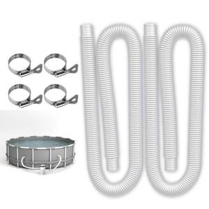 lot 1119 image: Pool Hoses for Above Ground Pool 1.5 x 59, Pool Hose for Pool Skimmer Surface Pool Pump Pool Filter, 2 Pack with 4 Metal Clamps, Compatible with Pool Filter Pump Sand Filter 1 12 Pool Hose