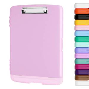 lot 1124 image: Piasoenc Clipboard with Storage, 8.5 x 11 Organization Box with Pen Holder and A4 Legal Paper Folder, Folio & Side-Opening, Low Profile Clip,for Nurses,Teachers, Size 14 x 9.6 x 1.2 in, Deep Pink