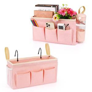 lot 1126 image: Lilithye Bedside Caddy Bedside Organizer Bedside Storage Caddy with Fixed Straps and Water Bottle Holder for Home College Dorm Bunk Bed Hospital Bed Crib Bed Rails (2pcs Pink)