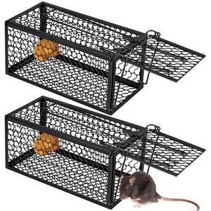 lot 1133 image: Qualirey 2 Pcs Humane Rat Trap Chipmunk Rodent Mouse Squirrel Trap Small Live Animal Mouse Voles Hamsters Live Cage Rat Mouse Cage for Mice Easy to Catch and Release (Black)