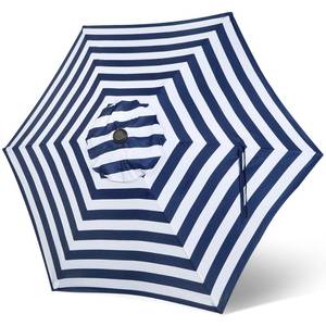 lot 1155 image: Blissun 7.5ft Patio Umbrella Replacement Canopy, Market Umbrella Cover, Outdoor Table Umbrella Canopy for 6 Ribss (Blue & White Stripe)