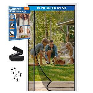 lot 1157 image: CANLENE Magnetic Screen Door Left Right Side Opening Polyethylene Terephthalate Mesh Greater Than Fiberglass and Polyester Easy Install Fit Door Size