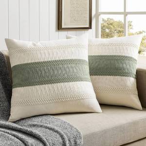 lot 1160 image: ZeeMart 2 Packs Cotton Boho Throw Pillow Covers 24x24 Inch Contrast Green, Soft Farmhouse Decorative Couch Pillow Cases Sage Green Cushion Covers for Sofa Bed Living Room Home Decor