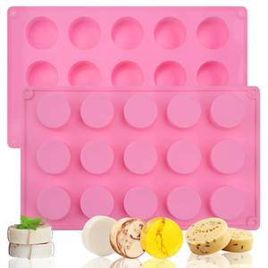 lot 1170 image: Sakolla 2 Pack Cylinder Silicone Soap Molds, 15 Cavity Round Silicone Molds for Handmade Soap, Lotion Bars, Bath Bombs, Chocolate, Cake