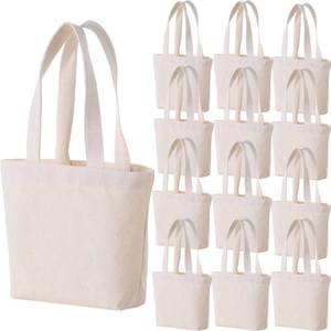 lot 1171 image: Firecolor Chic 10 x 8 x 3Mini Canvas Tote Bags for Fabric Painting Cotton Sturdy Bag Heavy-duty Gift Bags (Item Package Quantity 12, Small)