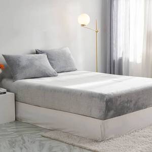 lot 1175 image: YASMENG Extra Soft Silver Grey Velvet Plush Fitted Sheet Twin Size with 16in Deep Pocket, Warm Luxury Single Fitted Sheet Only for Fall Winter Spring, Fuzzy Flannel Fleece Mattress Protector Cover