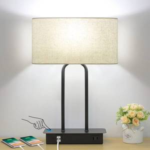 lot 1182 image: Bedside Touch Control Table Lamp with Dual USB Charging Ports 1 AC Outlet, 3 Way Dimmable Modern Nightstand Lamp with Cream Fabric Shade, Desk Lamp for Bedroom Living Room Office with 5000K LED Bulb