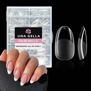 lot 1187 image: UNA GELLA Oval Fake Nails Pre-shape 504pcs Almond Gel Nail Tips Round Almond Press on Nails for Full Cover Acrylic Round Oval Full Nails False Nails 12 Sizes False Soft Gel Tips