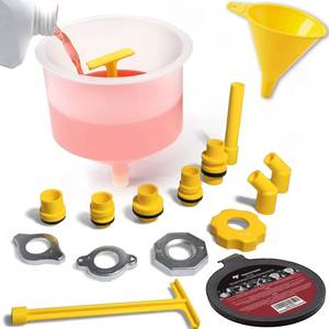 lot 1196 image: Thorstone No Spill Coolant Funnel Kit - Spill Free Radiator Coolant Filling Funnel with Adapters for Universal Vehicles
