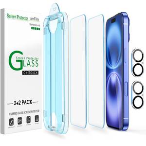 lot 1202 image: amFilm Auto-Alignment OneTouch for iPhone 16 Plus 6.7 Screen Protector  Camera Lens Protector, Tempered Glass, 30 seconds Installation, Bubble Free, Case Friendly, Anti-Scratch 22 Pack