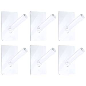 lot 1204 image: Jetec 6 Pieces Clear Acrylic Hat Hooks for Wall Heavy Duty Wall Mounted Coat Clothes Towels Hook Self Adhesive Jewelry Organizer Hanging Display Rack Seamless Stick for Home Bathroom Bedroom Office