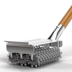 lot 1911 image: HOUSE AGAIN Grill Brush Bristle Free, 304 Stainless Steel Food-Grade Brush Head with Scraper, Safe BBQ and Grill Grate Cleaner Non Wire, Outdoor Grill Cleaning Brush wWooden Handle Gift for MenDad