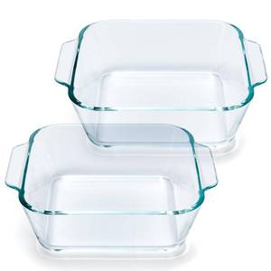 lot 1912 image: Small Casserole Dishes 2 Pack, 5 Inch Glass Square Baking Dish Individual Portion Baking Pan for Oven Microwave Air Fryer Square Egg, Clear Prep Bowls with Handle