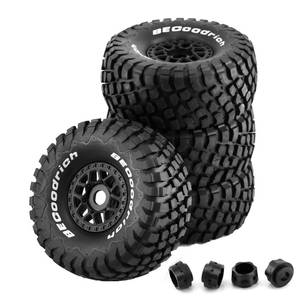 lot 1916 image: Chanmoo 18 RC Short Course Truck Tires and Wheels 17mm Hex OD 140mm 17 All Terrain Off Road Tyres for 17 18 RC Buggy Truck Car HSP TRAXXAS UDR DF7 FS Atom ARRMA Mojave YK4072 DF7 4PCS (Black)